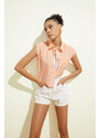 DEFACTO Cool Crop Top Shirt Collar Striped Poplin Sleeveless Shirt