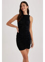 DEFACTO Bodycon Crew Neck Sleeveless Mini Short Sleeve Dress