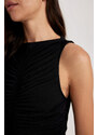 DEFACTO Bodycon Crew Neck Sleeveless Mini Short Sleeve Dress