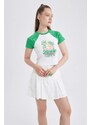 DEFACTO Slim Fit Printed Camisole Short Sleeve T-Shirt