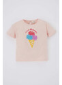 DEFACTO Baby Girl Regular Fit Crew Neck Fun Printed Short Sleeve T-Shirt