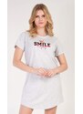 Vienetta Dámská noční košile s krátkým rukávem Méďa Smile - světle šedá