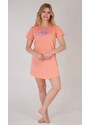 Vienetta Dámská noční košile s krátkým rukávem Super girl - korálová