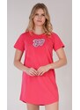 Vienetta Dámská noční košile s krátkým rukávem Super girl - korálová