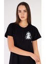 Vienetta Dámská noční košile s krátkým rukávem Stay positive - černá