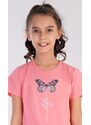 Vienetta Secret Dětská noční košile s krátkým rukávem Motýlek - lososová