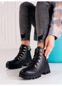 W. POTOCKI Exkluzívní dámské černé kotníčkové boty na plochém podpatku