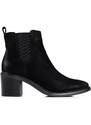 Komfortní kotníčkové boty dámské černé na širokém podpatku