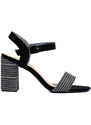 Krásné černé sandály dámské na širokém podpatku