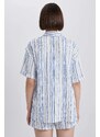 DEFACTO Oversize Fit Shirt Collar Printed Muslin Short Sleeve Shirt