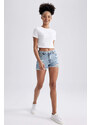 DEFACTO High Waist Crop-Tip Jean Shorts