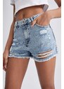 DEFACTO High Waist Crop-Tip Jean Shorts