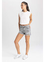 DEFACTO Normal Waist Cropped Side Leg Jean Shorts