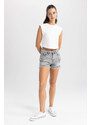 DEFACTO Normal Waist Cropped Side Leg Jean Shorts