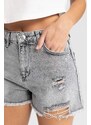 DEFACTO Normal Waist Cropped Side Leg Jean Shorts