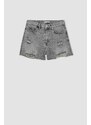 DEFACTO Normal Waist Cropped Side Leg Jean Shorts