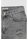 DEFACTO Normal Waist Cropped Side Leg Jean Shorts