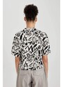 DEFACTO Regular Fit Pyjamas Collar Printed Short Sleeve Shirt