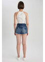 DEFACTO Normal Waist Cropped Side Leg Jean Shorts