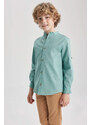 DEFACTO Boy Regular Fit Stand Collar Poplin Long Sleeve Shirt