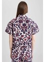 DEFACTO Patterned Shirt Collar Poplin Short Sleeve Shirt