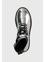 Nízké kozačky Tommy Jeans TJW FLATFORM ZIP UP METALLIC dámské, stříbrná barva, na platformě, EN0EN02403