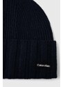 Čepice Calvin Klein tmavomodrá barva, z tenké pleteniny