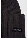 Čepice Calvin Klein šedá barva, z tenké pleteniny