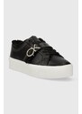 Kožené sneakers boty Calvin Klein FLATFORM CUPSOLE LACE UP W/HW WL černá barva, HW0HW01671