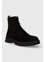 Semišové boty Tommy Hilfiger HILFIGER CORE SUEDE BOOT pánské, černá barva, FM0FM04674