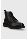Kožené kotníkové boty Levi's TROOPER CHUKKA dámské, černá barva, na plochém podpatku, 234715.559