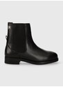 Kožené kotníkové boty Tommy Hilfiger ELEVATED ESSENT THERMO BOOTIE dámské, černá barva, na plochém podpatku, FW0FW07483