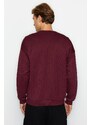 Trendyol Claret Red Oversize/Wide Cut Long Sleeve Crew Neck Textured Sweatshirt