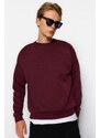 Trendyol Claret Red Oversize/Wide Cut Long Sleeve Crew Neck Textured Sweatshirt