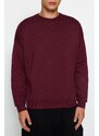 Trendyol Claret Red Oversize/Wide Cut Long Sleeve Crew Neck Textured Sweatshirt