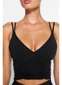 Trendyol Black Supported/Shaping Double Strap V-Neck Knitted Sports Bra