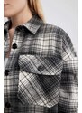 DEFACTO Flanel Shirt Collar Long Sleeve Tunic