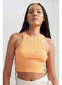 DEFACTO Fitted Halter Collar Ribbed Camisole Crop Top