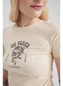 DEFACTO Fitted Crew Neck Printed Short Sleeve T-Shirt