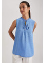 DEFACTO Regular Fit Frill Collar Sleeveless Blouse