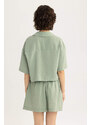 DEFACTO Relax Fit Pyjamas Collar modal Short Sleeve Shirt