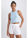 DEFACTO Crop Top Ribana Crew Neck Sleeveless Undershirt