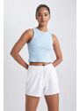 DEFACTO Crop Top Ribana Crew Neck Sleeveless Undershirt