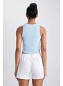 DEFACTO Crop Top Ribana Crew Neck Sleeveless Undershirt