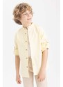 DEFACTO Boy Straight Collar Linen Look Long Sleeve Shirt