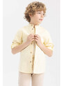 DEFACTO Boy Straight Collar Linen Look Long Sleeve Shirt