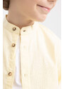 DEFACTO Boy Straight Collar Linen Look Long Sleeve Shirt