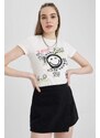 DEFACTO Slim Fit Smiley Licence Printed Camisole Short Sleeve T-Shirt