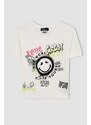 DEFACTO Slim Fit Smiley Licence Printed Camisole Short Sleeve T-Shirt