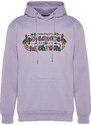 Trendyol Lilac Men's Regular/Normal Fit Hooded Text Printed Sweatshirt